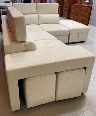 Sofá cama Chaiselongue Beige Tela