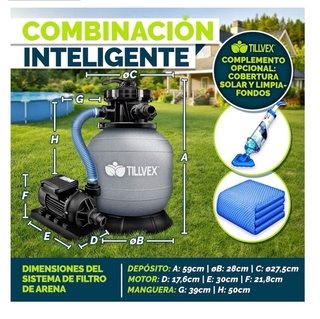 Depuradora Piscina Tillvex 7900L/h + Bolas Filtro