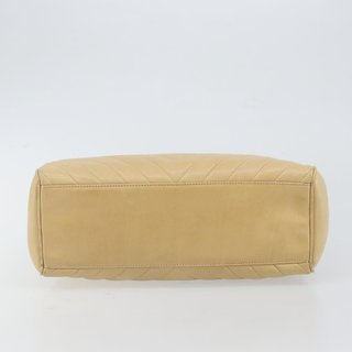 CHANEL V Stitch Hand Bag Lamb Skin Beige Gold CC