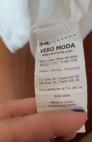 Camiseta Larga Tirantes Blanca Vero Moda XL