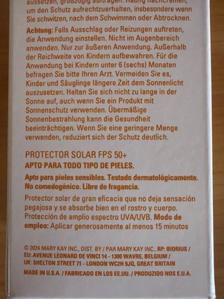 Mary Kay Protector Solar SPF 50+ Cara y Cuerpo
