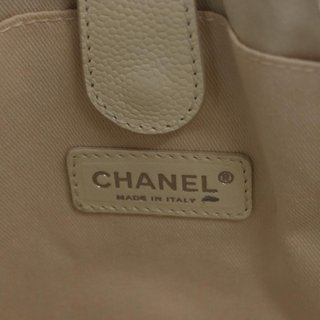 CHANEL Tote Bag Canvas Leather Blue White CC Auth