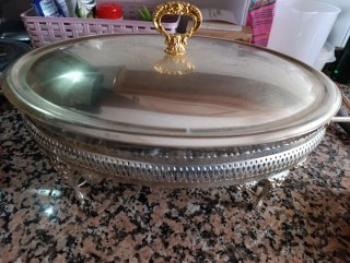 Figura decorativa de cristal y metal