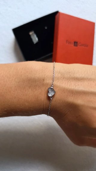 Pulsera Corazón Plata Circonitas Fina Garcia