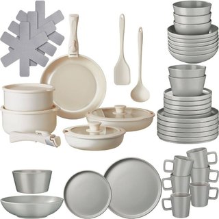 Set iniziale da cucina per 6 persone con stoviglie, pentole