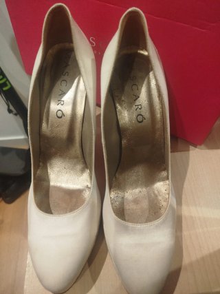 Zapatos MASCARÓ t39 blanco raso ideal novias
