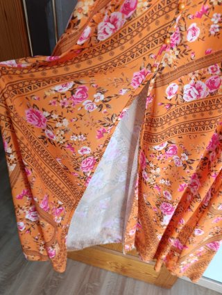 Vestido largo estampado floral naranja
