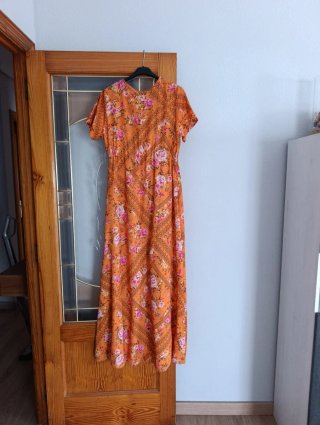 Vestido largo estampado floral naranja
