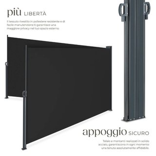 Tenda da sole laterale doppia estensibile con meccanismo di
