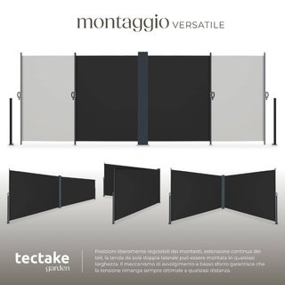 Tenda da sole laterale doppia estensibile con meccanismo di
