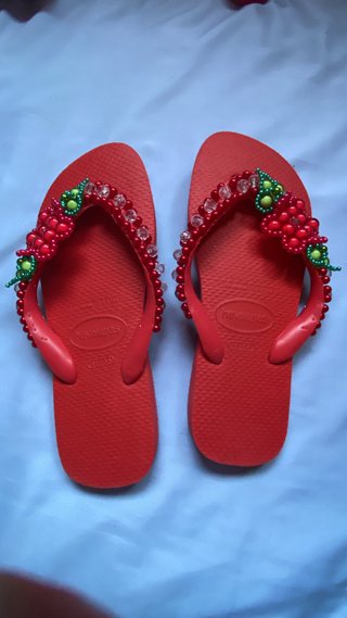Chanclas Havaianas Rojas Decoradas Talla 37