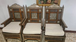 Sillas a echo en Egipto Madera Tallada y Taracead