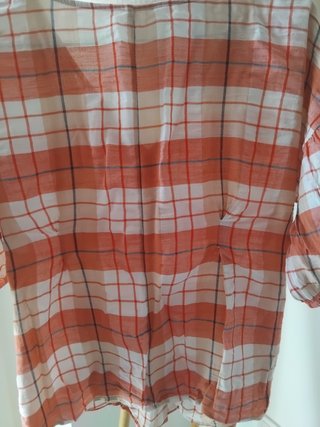 Blusa Mango cuadros naranja y blanco Talla XS