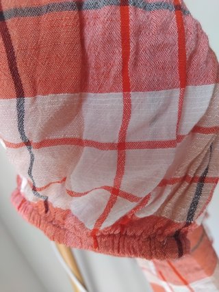 Blusa Mango cuadros naranja y blanco Talla XS