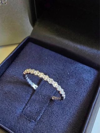 Anillo Oro Blanco 18K Diamantes Hexagonal