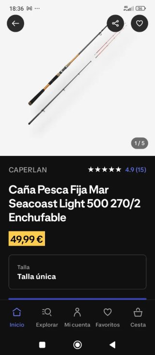Caña Seacoast 500 Light + Carrete DK7000 barco 270