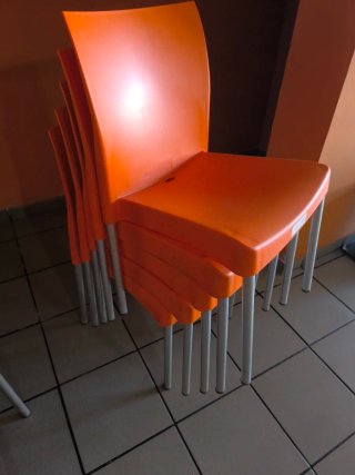 6 Sillas Naranja Exterior Terraza Bar restaurante