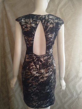 Vestido fiesta lentejuelas negro/plata