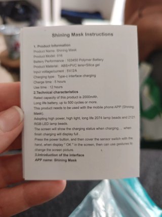 Máscara LED App Nueva en Caja (Shining Mask)