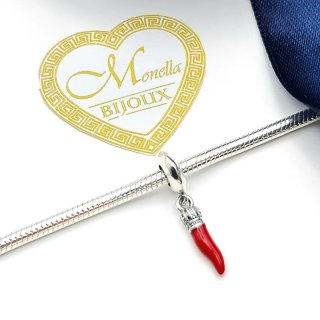 Charm Argento 925 Cornicello Rosso