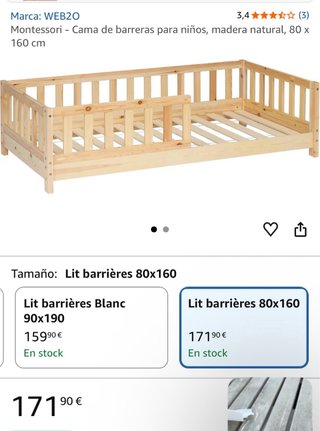 Cama infantil de madera (nuevo)(80x160)