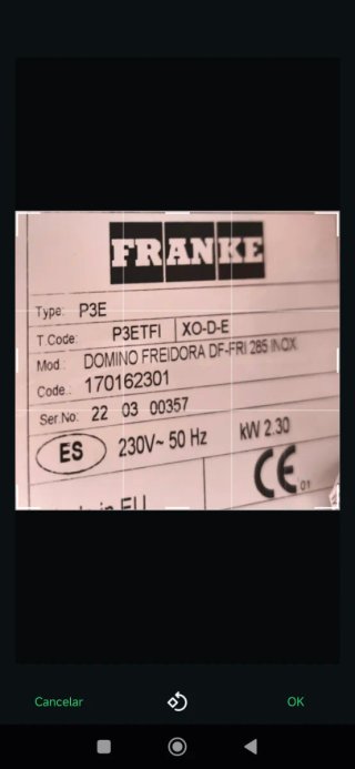 Freidora empotrable Franke