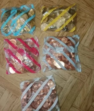 5 Bolsas Céntimos España 1999 de 20,10,5,2,1  S/C