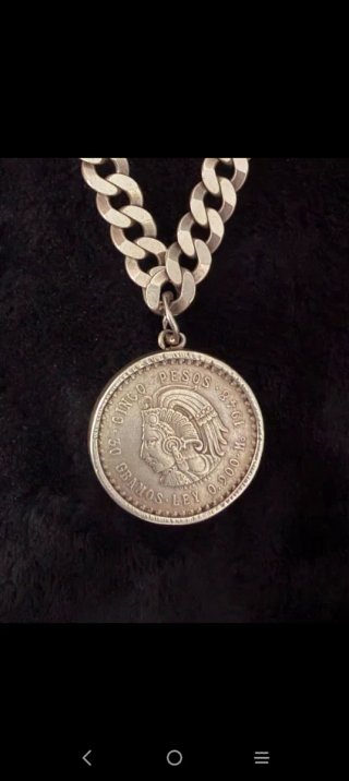 Cadena Plata 925 gruesa pesada con moneda antigua