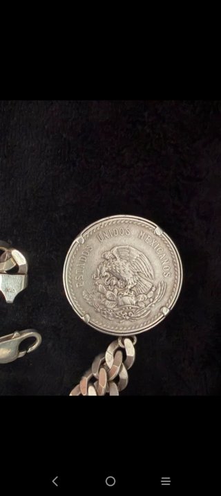 Cadena Plata 925 gruesa pesada con moneda antigua