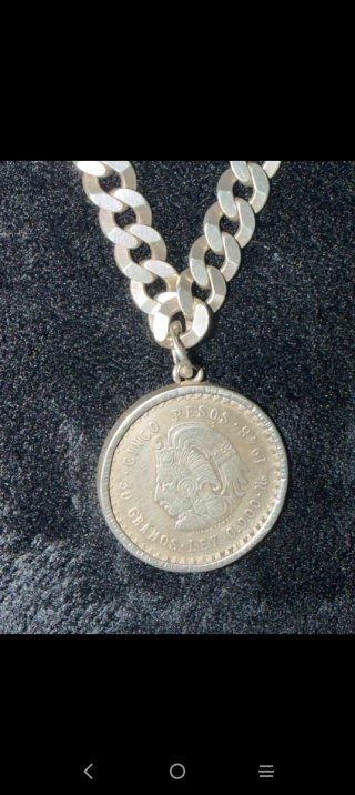 Cadena Plata 925 gruesa pesada con moneda antigua