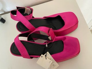 Zapatos plataforma fucsia Zara Talla 38.5