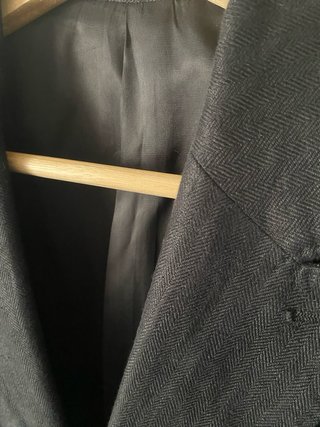 Americana Mango Hombre Azul marino