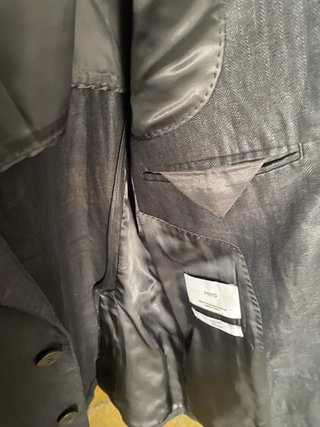 Americana Mango Hombre Azul marino