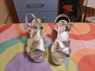 Sandalias Plataforma Tacón Plata