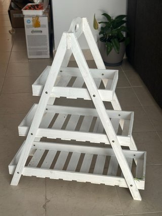 Estantería Macetero Escalera Madera Blanca