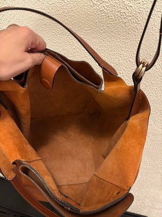 Bolso Zara Piel Marrón Naranja