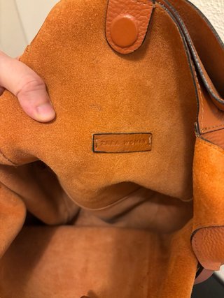 Bolso Zara Piel Marrón Naranja