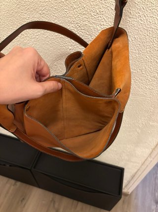 Bolso Zara Piel Marrón Naranja