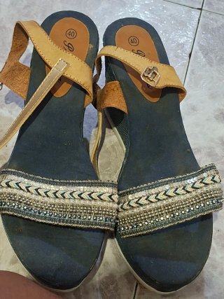 Sandalias Talla 40 Azul y Dorado