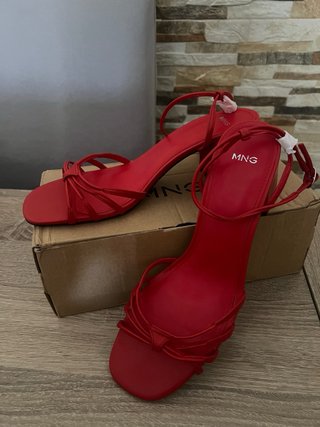 Sandalias Mango Tacon Rojo Talla 39