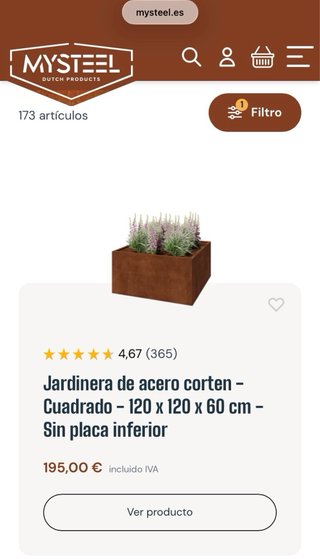 Jardinera Acero Corten sin base 120x120x60