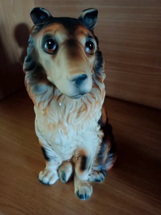 Figure di ceramica vintage: bambino, bambina e cane