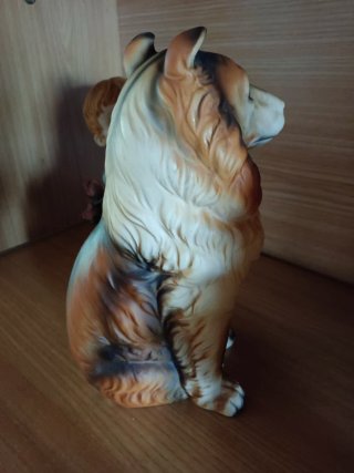 Figure di ceramica vintage: bambino, bambina e cane