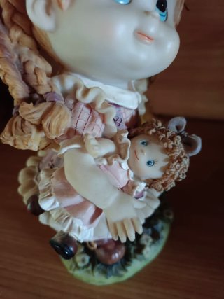 Figure di ceramica vintage: bambino, bambina e cane