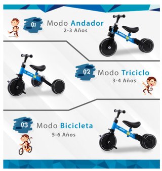 Triciclo Convertible Azul Moto