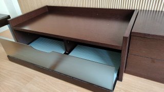 Muebles salón wengué: mueble TV, cajoneras, mesa