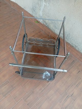 Camarera auxiliar cristal y metal años 60