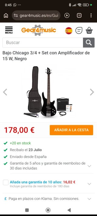 Bajo Gear 4 Music Negro y amplificador