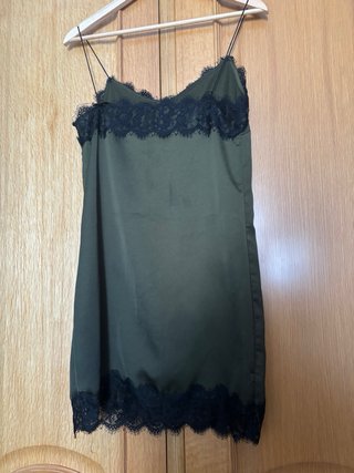 Vestido lencero encaje negro talla S