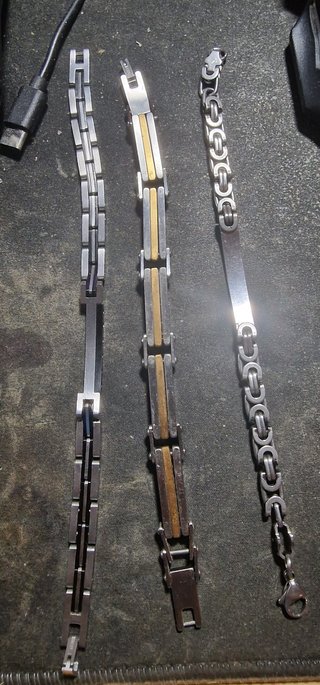 Lotto 3 Bracciali Uomo Acciaio Inox